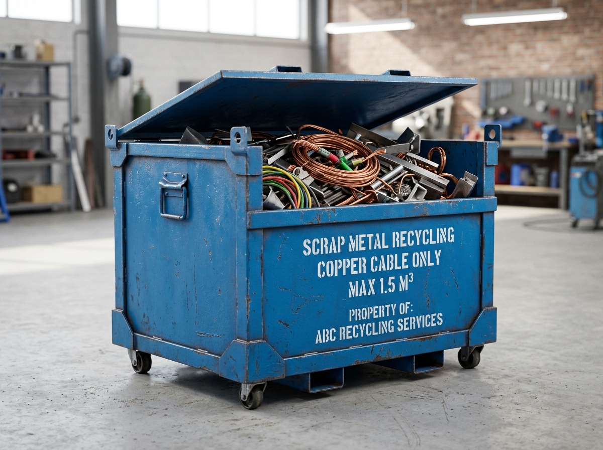 Kabel- und Buntmetall-Sammelbox mit Deckel